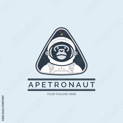 astronot ape monkey space logo design template for brand or company and other