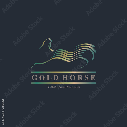 luxury gold horse logo design template for brand or company and other