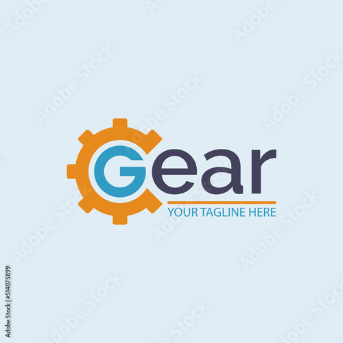 mechanic gear text letter G logo template design for brand or company and other