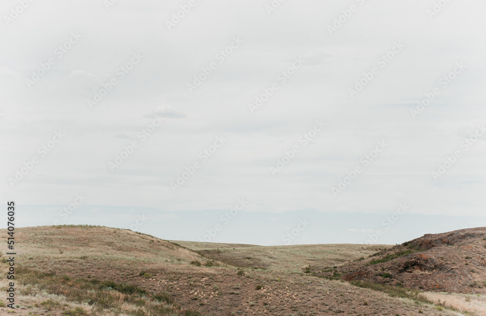 Picturesque Steppe View Landscape Against The Sky In Summer Picturesque Steppe View Landscape Against The Sky In Summer