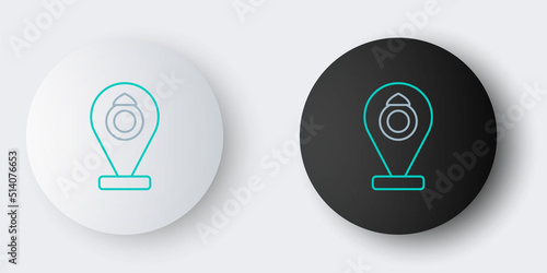 Line Front facade building jewelry store icon isolated on grey background. Colorful outline concept. Vector
