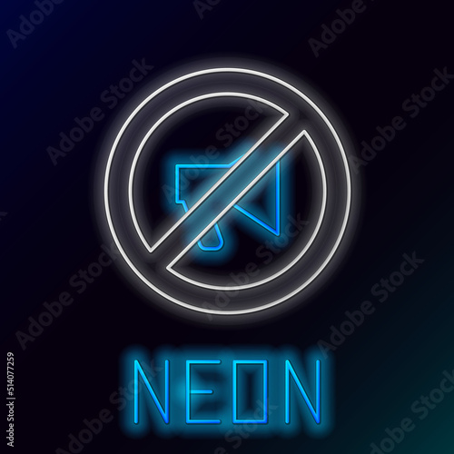 Glowing neon line Censored stamp icon isolated on black background. Colorful outline concept. Vector
