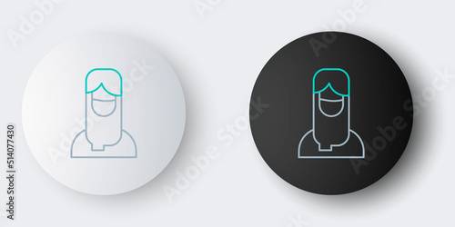 Line Muslim woman in hijab icon isolated on grey background. Colorful outline concept. Vector