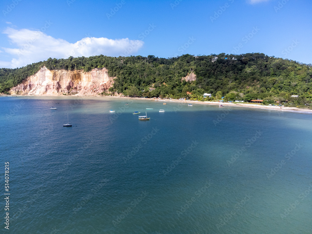 Beautiful orange cliffs with medicinal properties in Gamboa, Bahia, Brazil