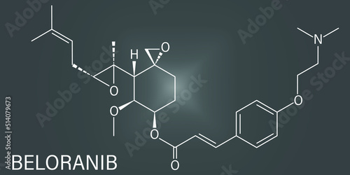 Beloranib obesity drug molecule. Skeletal formula.