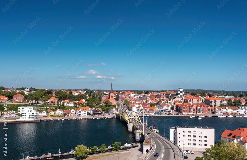 Cityscape of Sonderborg (Sønderborg, Denmark) on sunny summer day. 