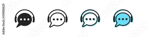 Support icon. Call center vector symbol. Simple outline customer service icons. Operator message icons set.