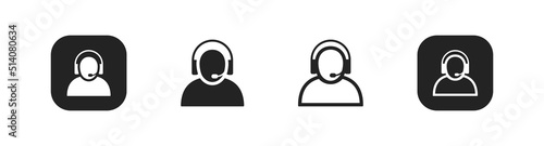 Support icon. Call center vector symbol. Simple outline customer service icons. Operator message icons set.