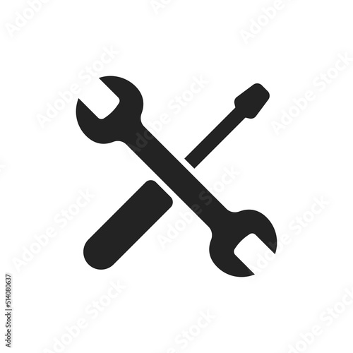 Work tools icon. Wrench vector logo. Simple icons of the screwdriver and wrench. Construction tools symbol.