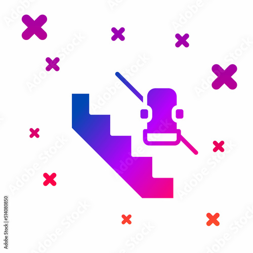 Color Disabled access elevator lift escalator icon isolated on white background. Movable mechanical chair platform for handicapped human. Gradient random dynamic shapes. Vector