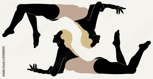 Vector hand drawn minimalistic placard with illustration of girl with blond hair. Creative abstract artwork . Template for card, poster, banner, print for t-shirt, brochure.