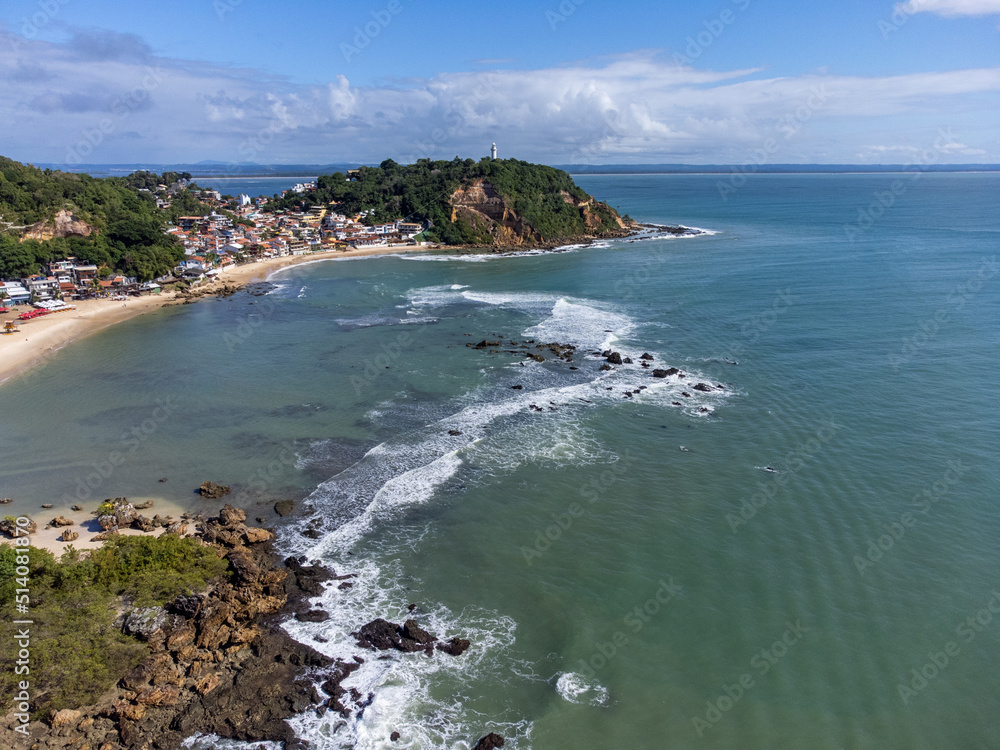 Amazing paradise beach with many coconut trees - Morro de São Paulo, Bahia, Brazil