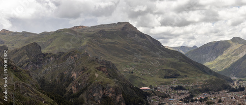 HUANCAVELICA, PERU - JUNE 29, 2022: Panoramic view of the highest mountain that can be seen from the city of Huancavelica.