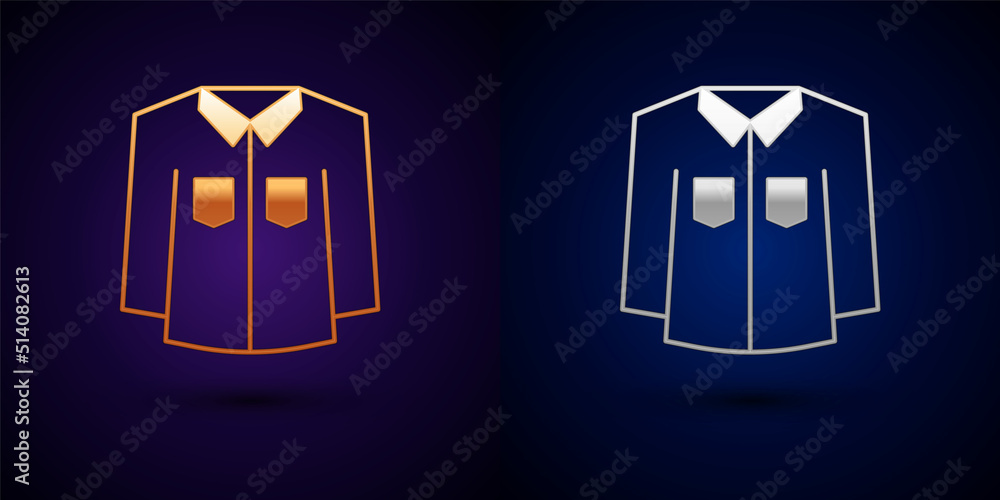 Gold and silver Shirt icon isolated on black background. Vector Gold and silver Shirt icon isolated on black background. Vector