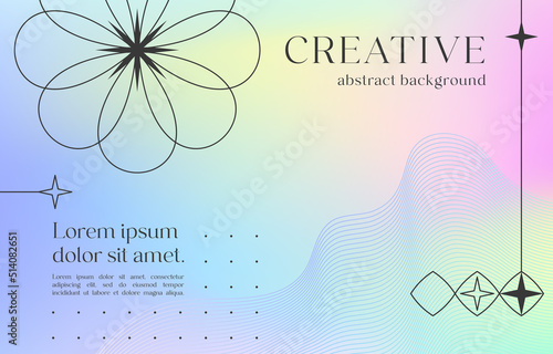 Vector mesh gradient background with wireframe geometric shapes and copy space for text.Abstract illustration in y2k aesthetic.Pastel colors.Trendy minimalist design for banners,social media,covers.