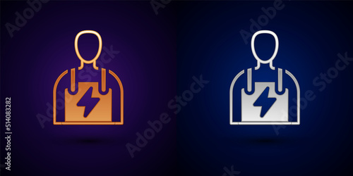 Gold and silver Car mechanic icon isolated on black background. Car repair and service. Vector