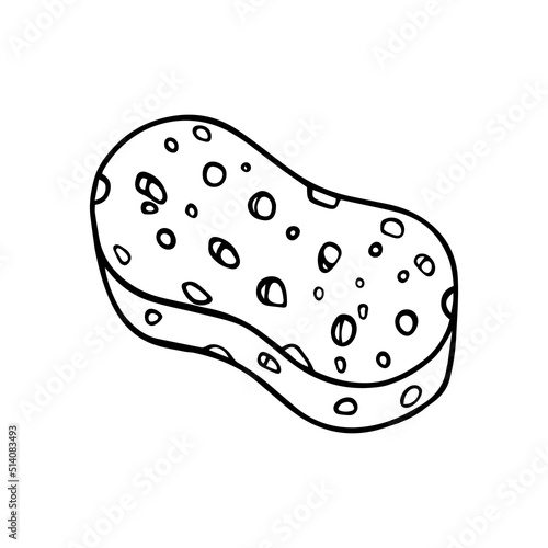 Hand drawn sponge doodle. Cleaning equipment in sketch style. Vector illustration isolated on white background.