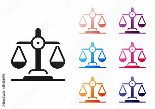 Black Gender equality icon isolated on white background. Equal pay and opportunity business concept. Set icons colorful. Vector