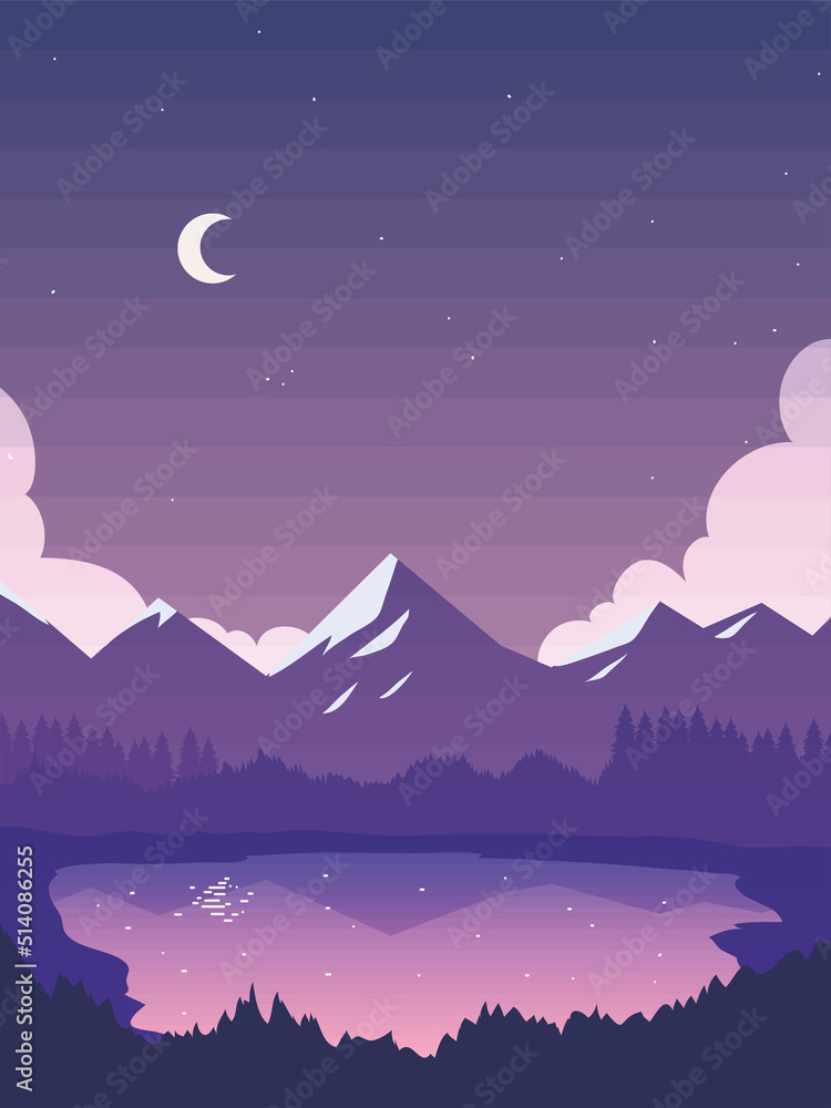night lake and mountains night lake and mountains