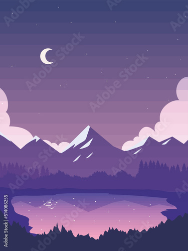 night lake and mountains