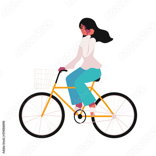 young woman riding bike © djvstock
