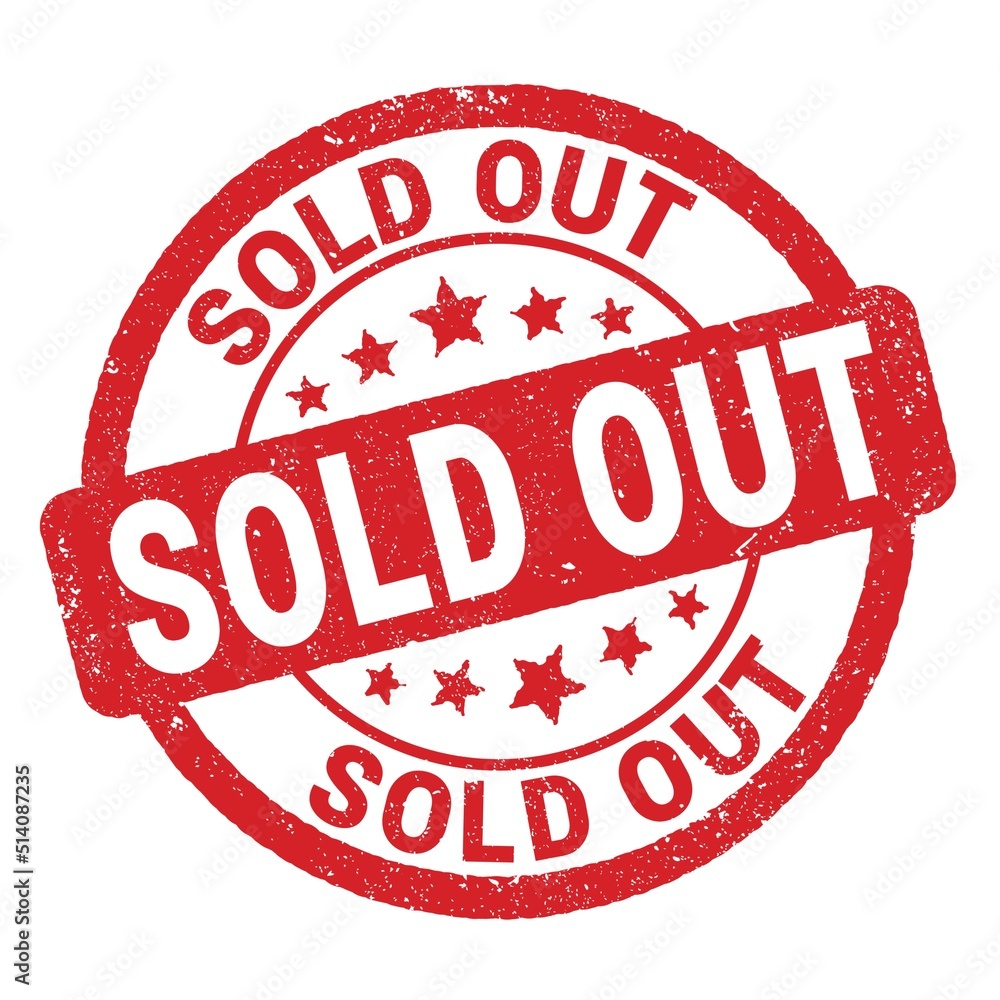 SOLD OUT text written on red round stamp sign. SOLD OUT text written on red round stamp sign.