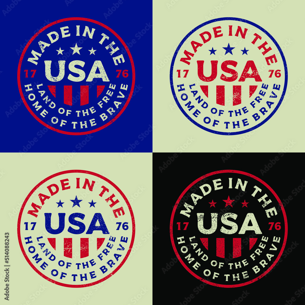 United State of American Logo Design Stamp Circle