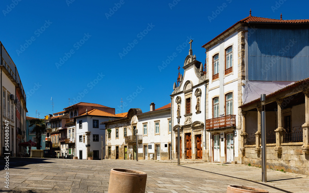 Obraz premium Streets of Mirandela in afternoon. Old streets of Portuguese city under clear sky.