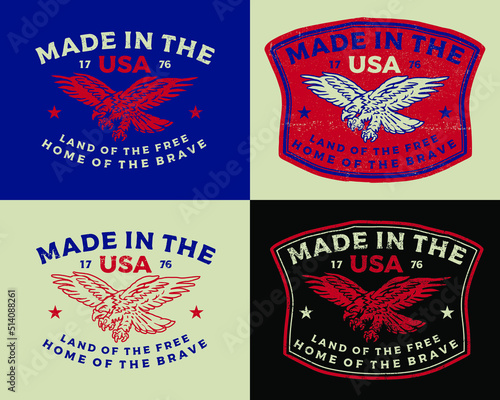 Made In The United States 1776 Eagle Logo Design Vector Illustration