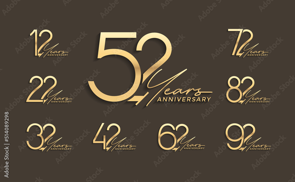 set of anniversary premium golden color on brown background for special celebration set of anniversary premium golden color on brown background for special celebration