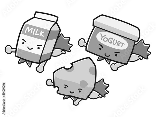 乳製品のイラストセット