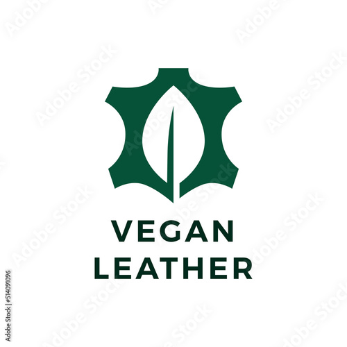 vegan leather leaf natural logo vector icon illustration