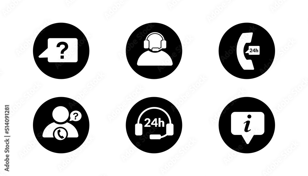 Set of vector support icon on simple white background. Set of vector support icon on simple white background.
