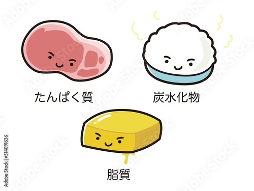 三大栄養素の栄養イラストセット