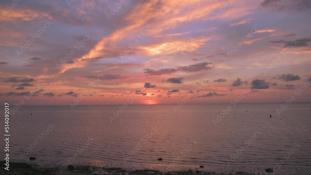Colores de un atardecer en una playa de Campeche, México
