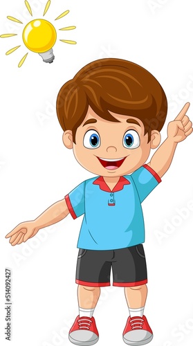 Cartoon little boy with big idea