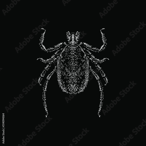 Deer Tick hand drawing vector illustration isolated on black background