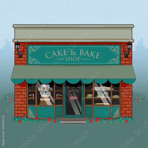 Bakery and Cake shop daylight  background vector illustration suitable for backdrop, design element or any other purpose.