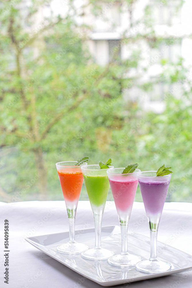 Fruit Flavored Frozen drink - Orange, Melon, Grape and Strawberry Fruit Flavored Frozen drink - Orange, Melon, Grape and Strawberry