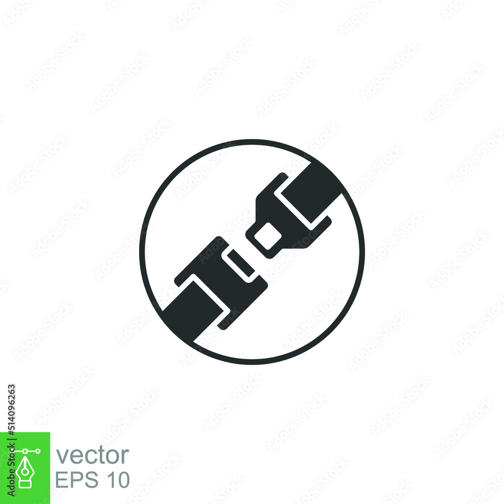 Seat belt, badge glyph icon. Simple solid style. Car, fasten, flight, warning concept. Vector illustration isolated on white background. EPS 10 Seat belt, badge glyph icon. Simple solid style. Car, fasten, flight, warning concept. Vector illustration isolated on white background. EPS 10