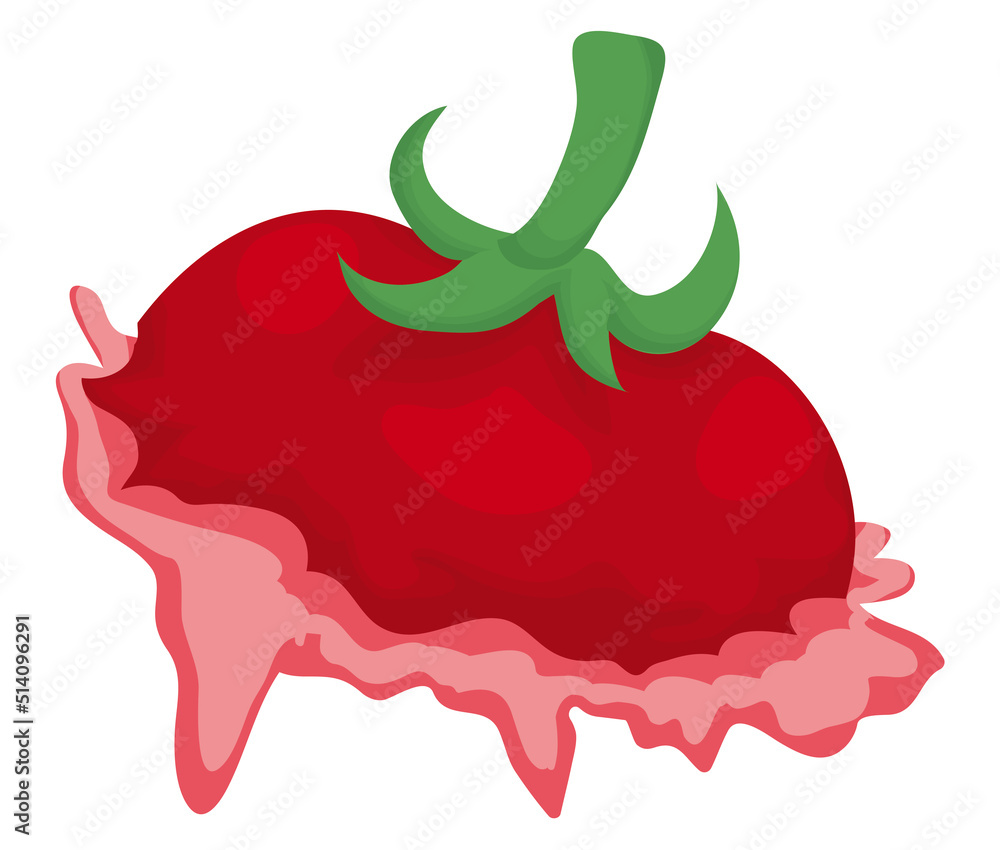 Squashed tomato with red juice over white background, Vector illustration Squashed tomato with red juice over white background, Vector illustration