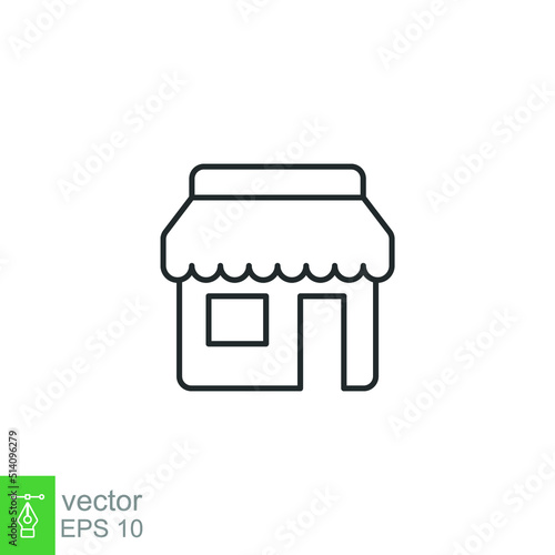 Store front line icon. Simple outline style. Shop, architecture, market concept. Vector illustration isolated on white background. EPS 10