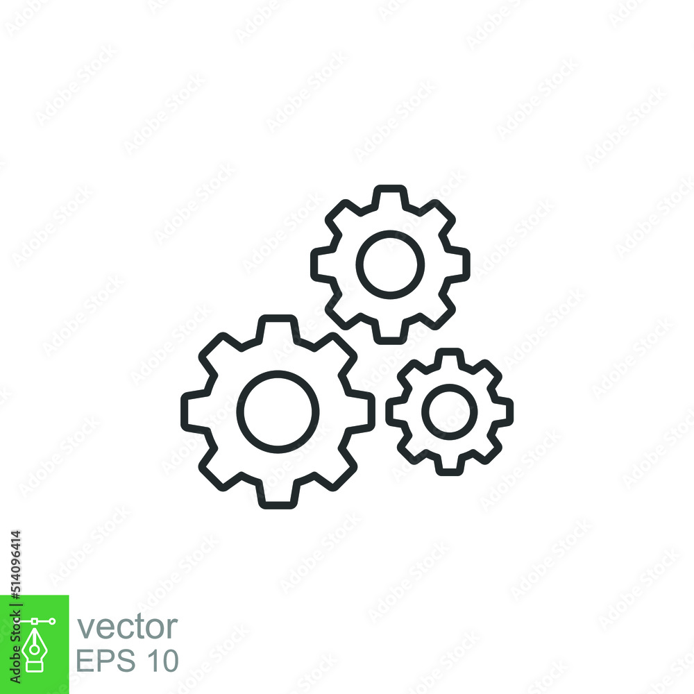 Gear line icon. Simple outline style. Two, three, technology, service, wheel concept. Vector illustration isolated on white background. EPS 10 Gear line icon. Simple outline style. Two, three, technology, service, wheel concept. Vector illustration isolated on white background. EPS 10