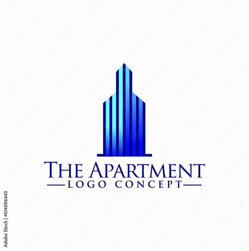 Gradient Blue Apartment Building Logo Concept Gradient Blue Apartment Building Logo Concept