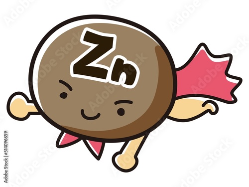 Zn(亜鉛)のキャラクターのイラスト