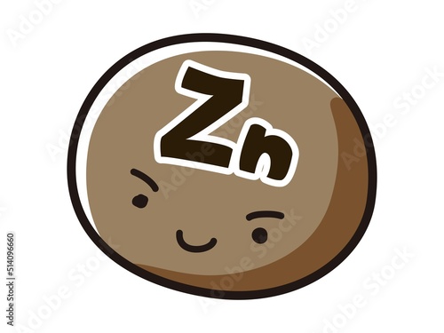 Zn(亜鉛)のキャラクターのイラスト