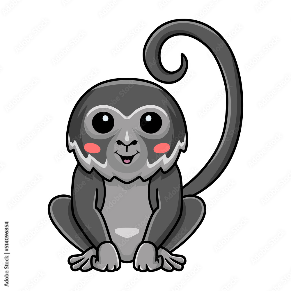 Cute black spider monkey cartoon posing Stock Vector | Adobe Stock