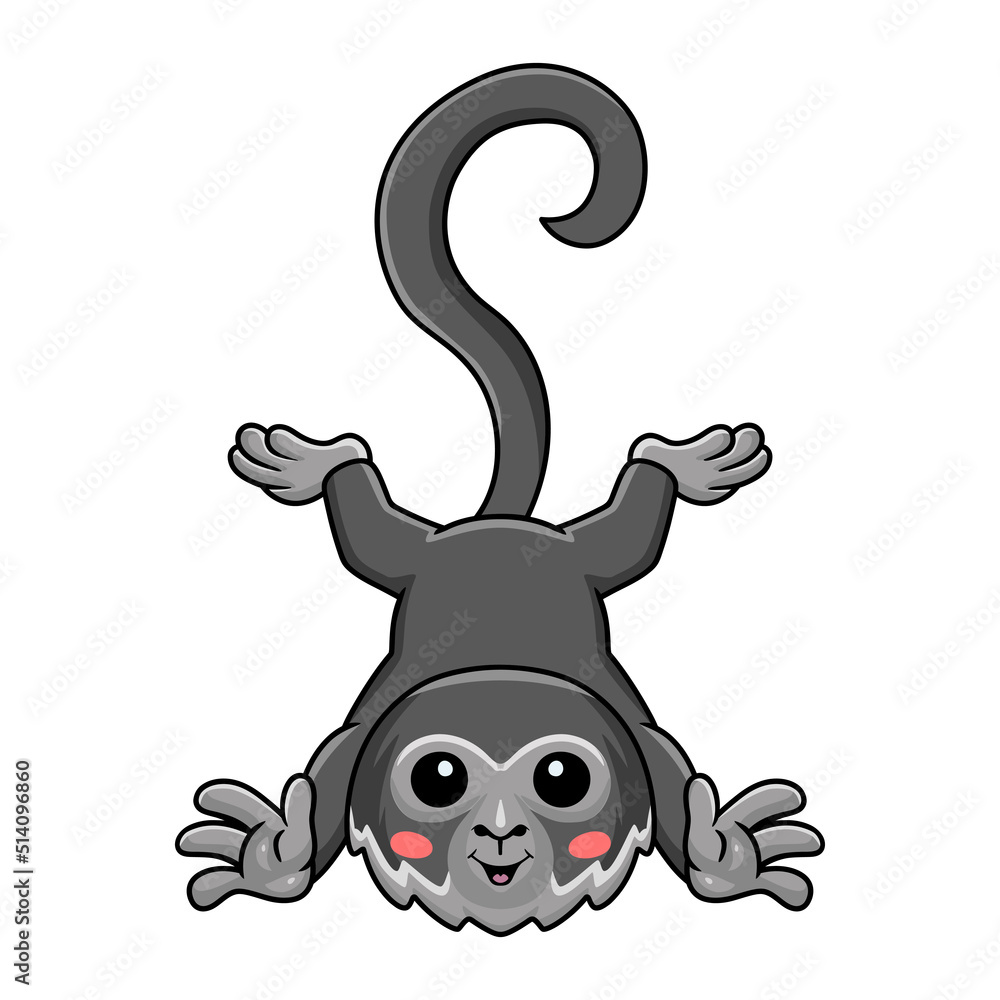 Cute black spider monkey cartoon posing Stock Vector | Adobe Stock