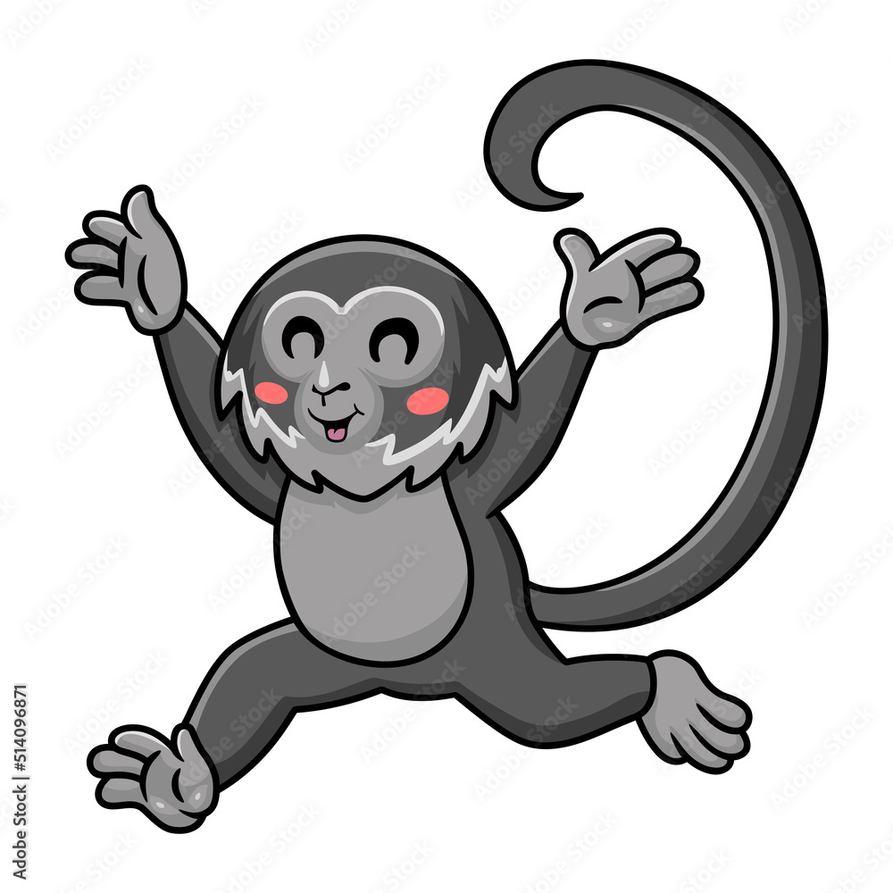 Cute black spider monkey cartoon running Stock Vector | Adobe Stock