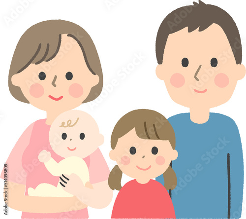 赤ちゃんと女の子がいる若い夫婦